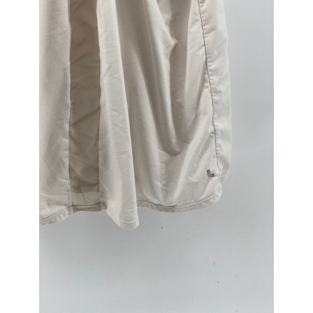LOLE Women's White Scoop-Neck Mesh Trim Racerback Tank Top SZ M
