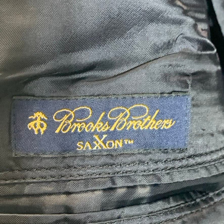 BROOKS BROTHERS Men's Black Wool Herringbone Two-Button Blazer SZ 48R