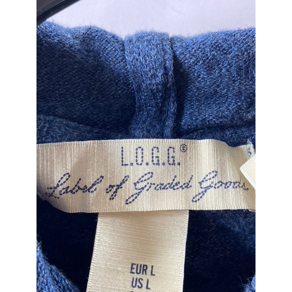 H&M L.O.G.G Men's Navy Long Sleeve Lightweight Hooded Shirt SZ L