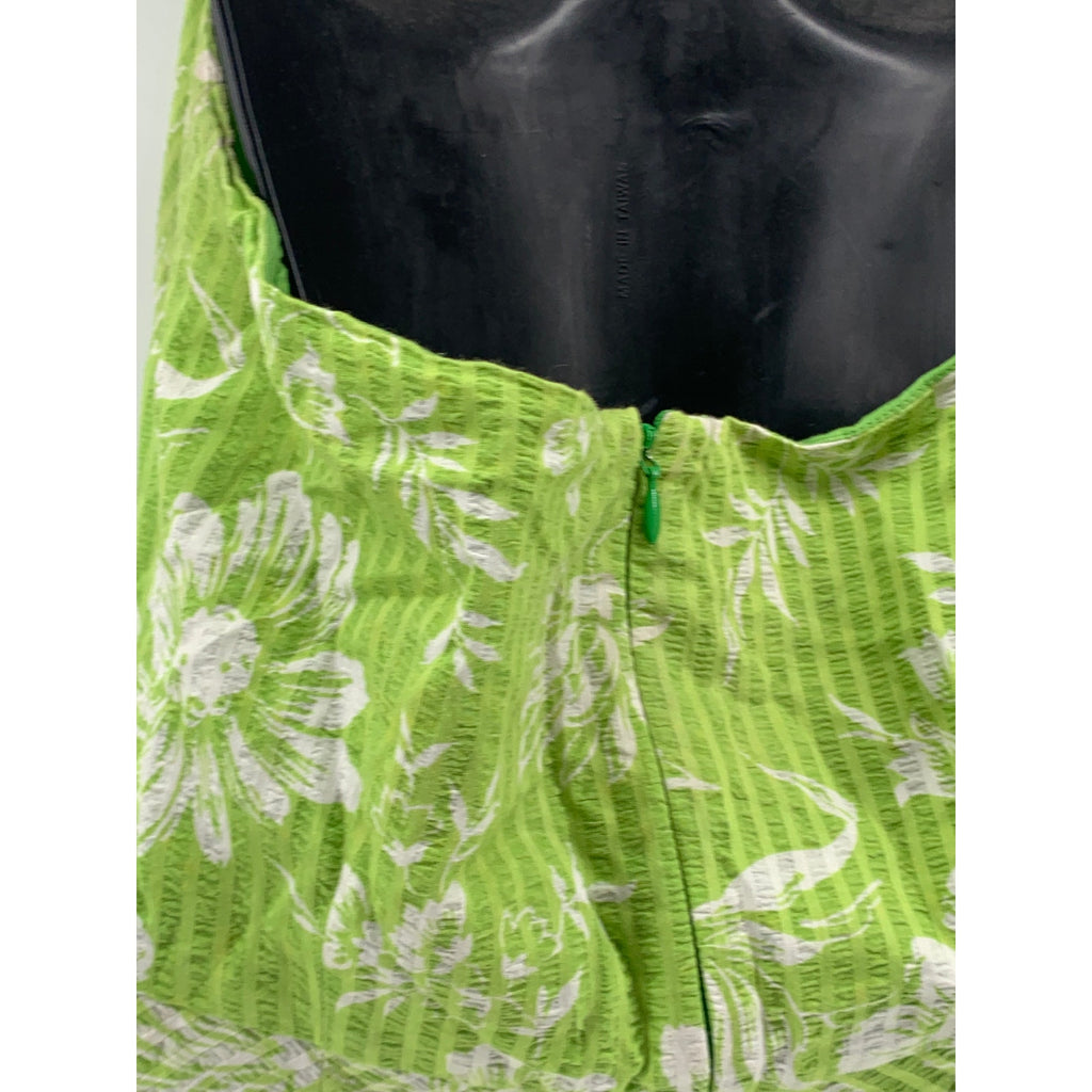 LIZ CLAIBORNE Women's Green Floral Textured V-Neck Halter Tie-Neck Dress SZ 8