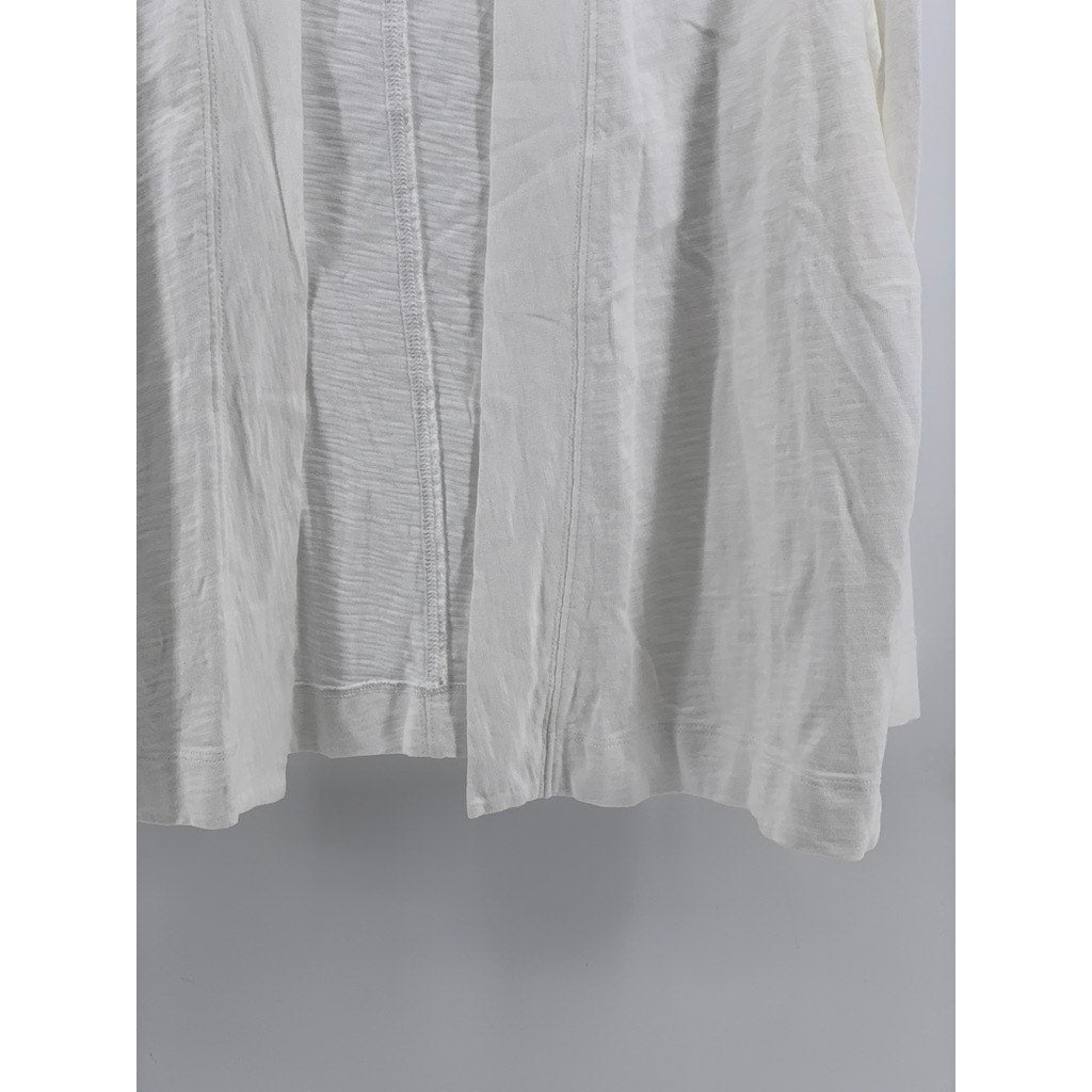 LILLA P Women's White Open Front Cotton Cardigan SZ L