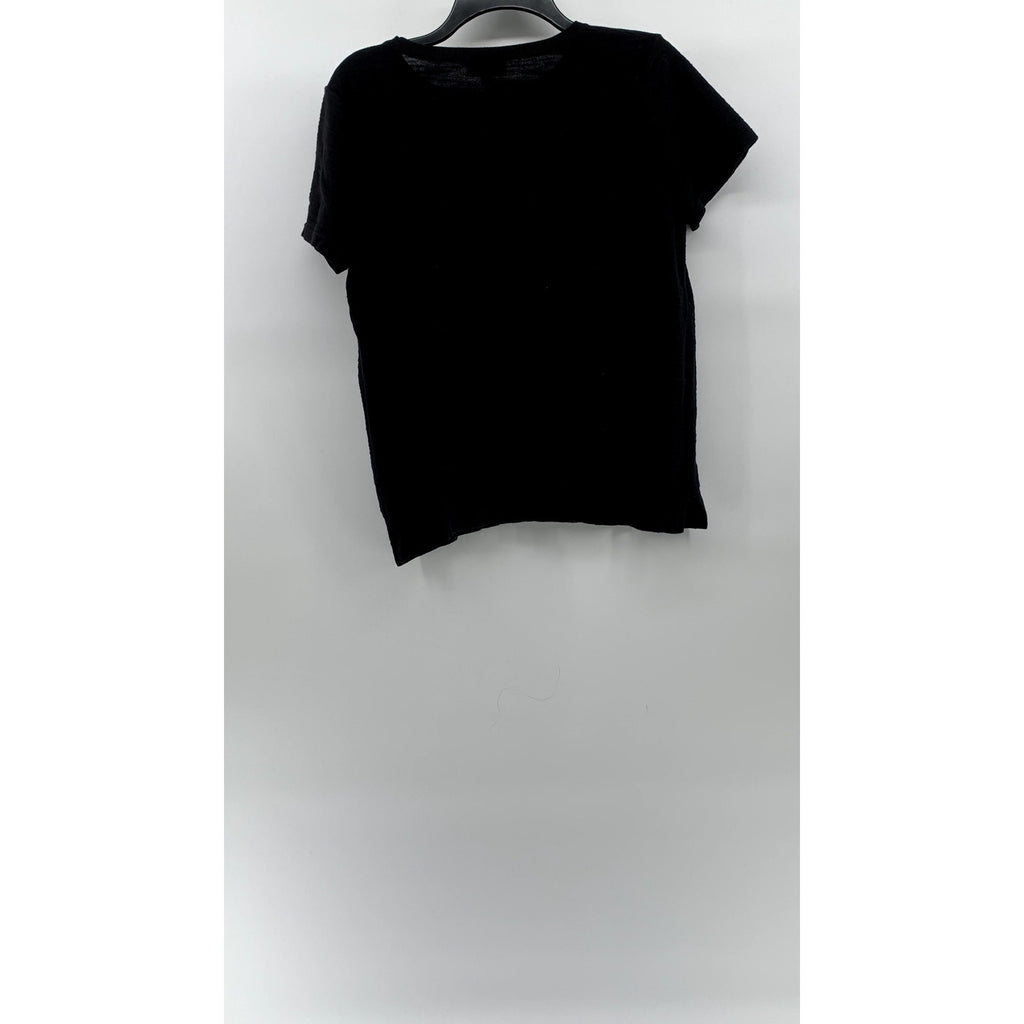 LOFT OUTLET Women's Black Crewneck Short Sleeve Knit Top SZ L
