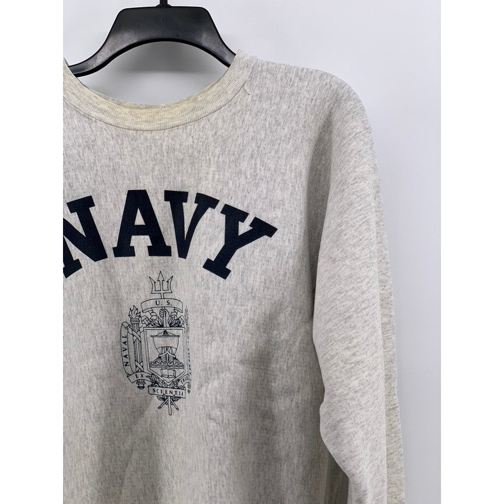 VINTAGE Men's Gray U.S Navy Crewneck Cotton-Blend Sweater SZ M