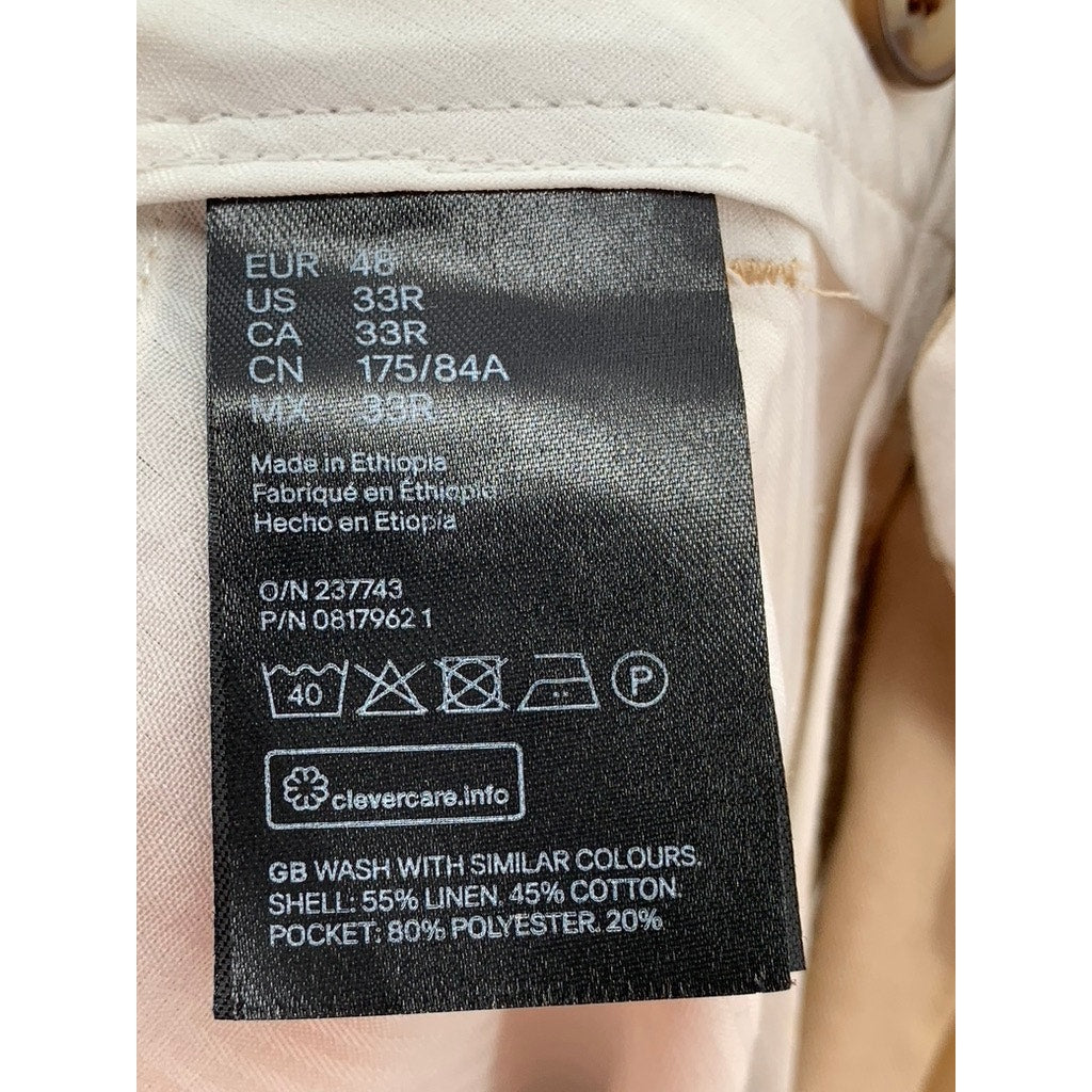 H&M Men's Tan Slim-Fit Solid Pants SZ 33