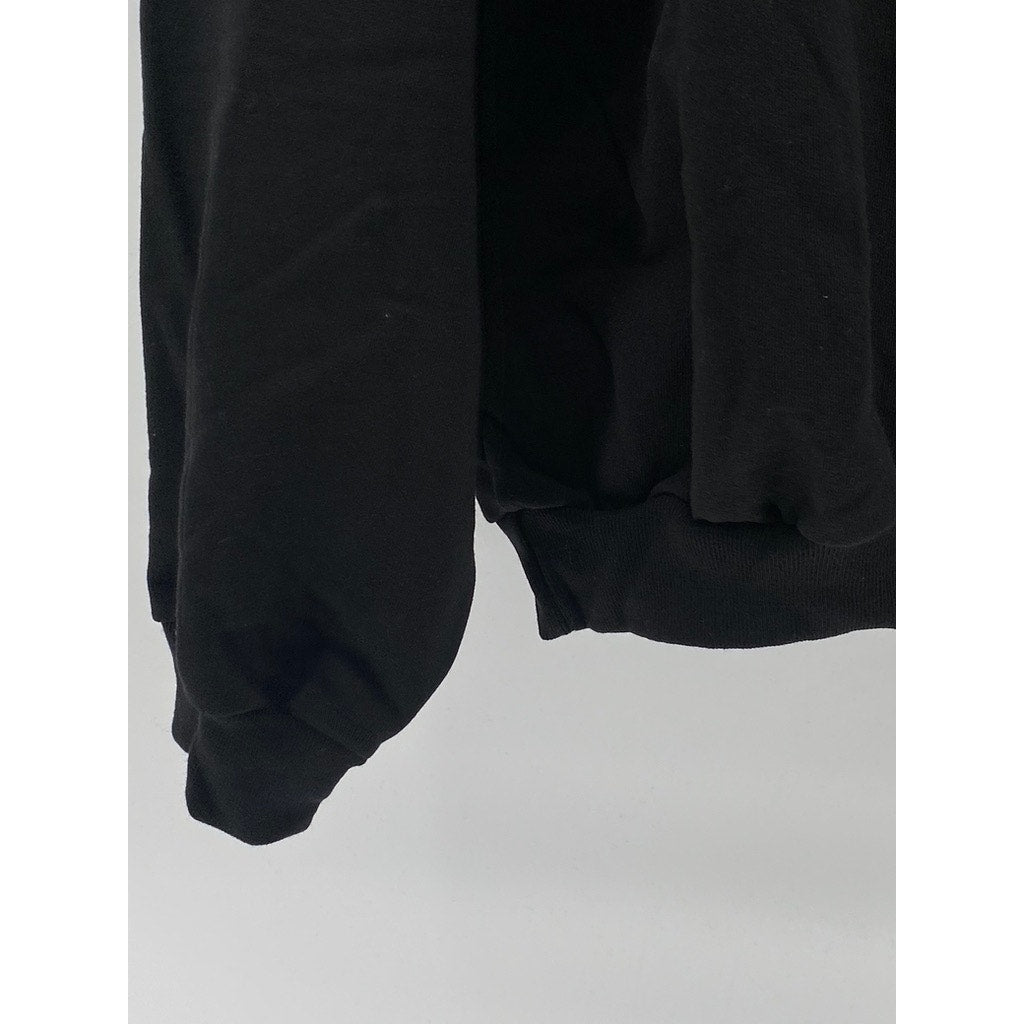 UNBRANDED Unisex Adult Black Solid Casual Pullover Hoodie SZ L