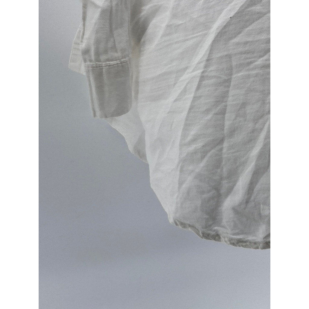 PRIMARK Women's White Solid Button-Up Long Sleeve Collared Top SZ S