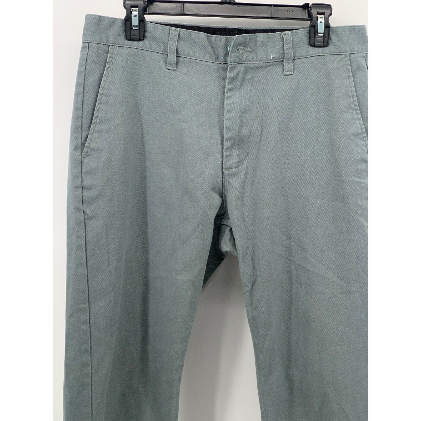 OBEY Men's Gray Solid Regular-Fit Tapered Leg Chino Pants SZ 32