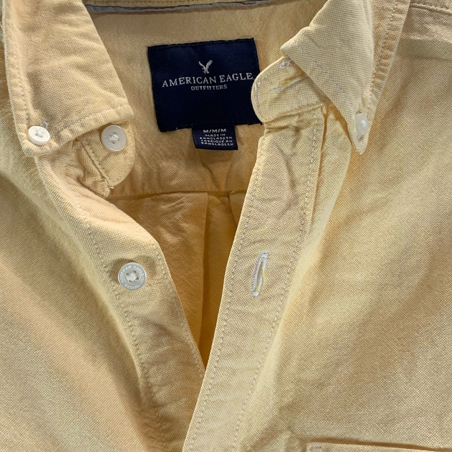 AMERICAN EAGLE OUTFITTERS Men's Yellow Seriously Soft Button-Up Shirt SZ M