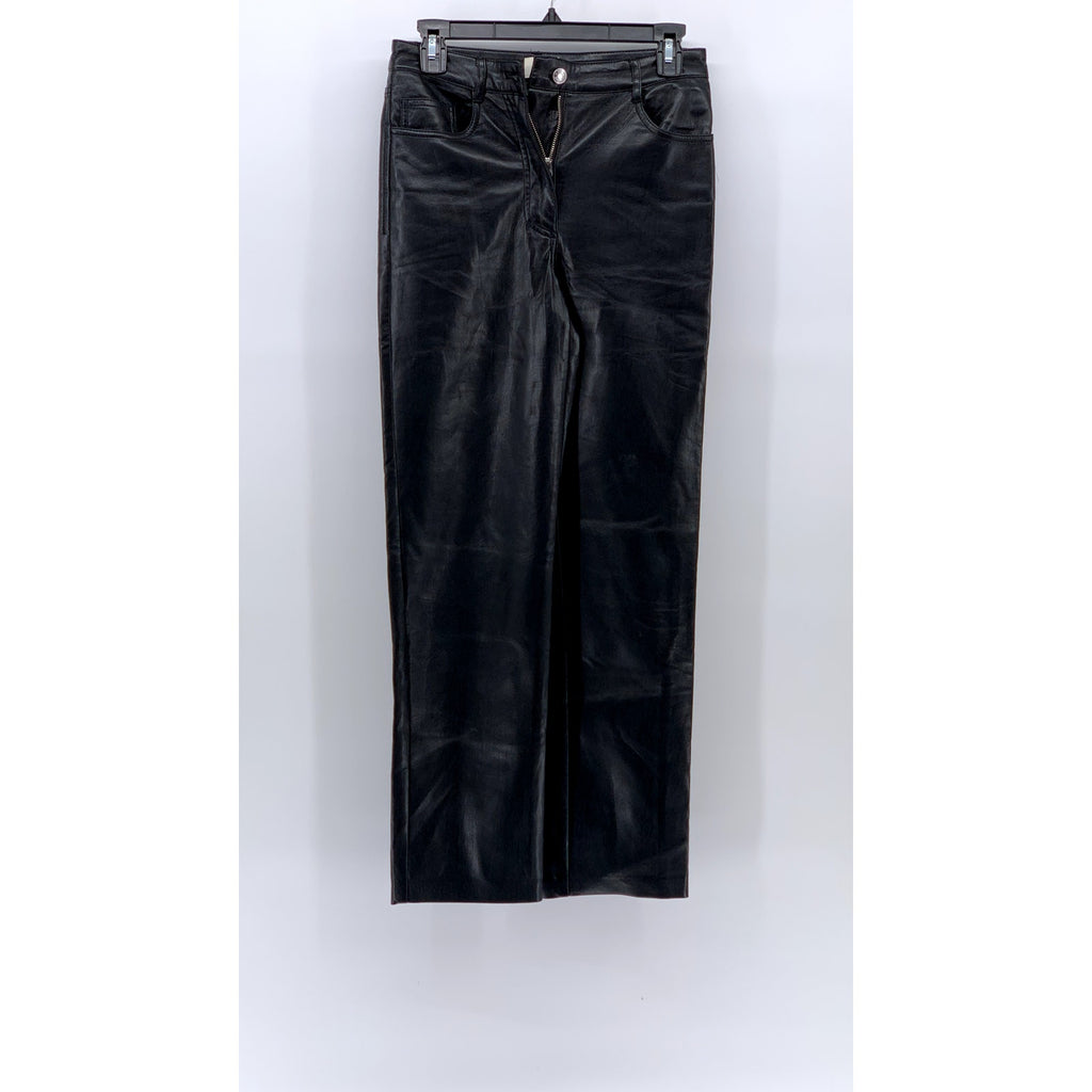 WILFRED FREE Women's Black Faux Leather Five-Pocket Straight-Leg Pant SZ 2