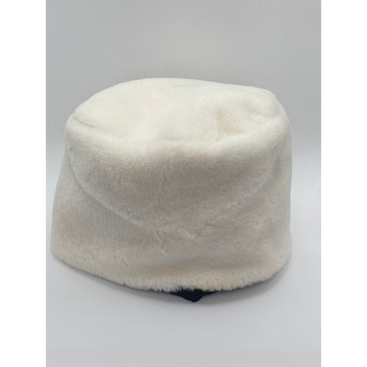 UNBRANDED Women's White-Black Faux Fur Quilted Beanie SZ OS