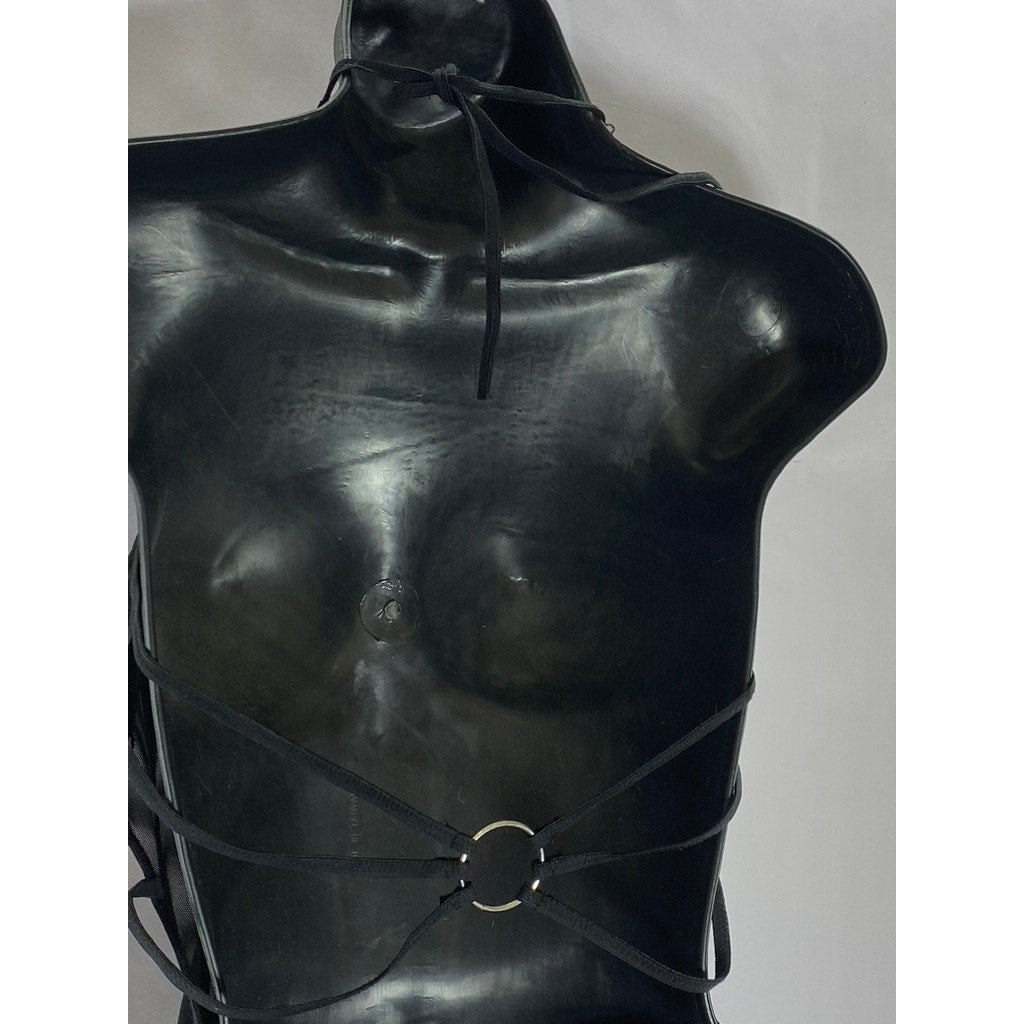 I.AM.GIA Women’s Black Mesh Kendra Plunging O-Ring Backless Romper SZ L