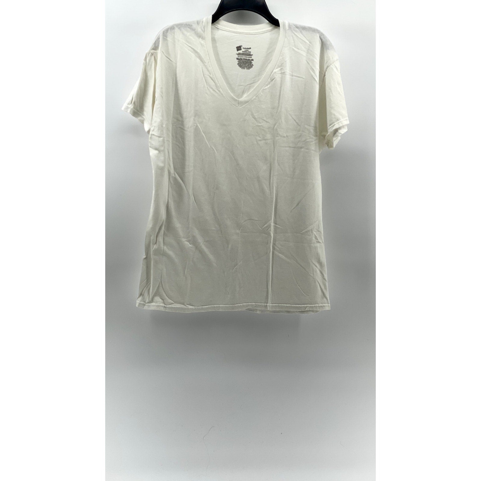 HANES Men's White V-Neck Short Sleeve Casual Underlayer T-Shirt SZ M