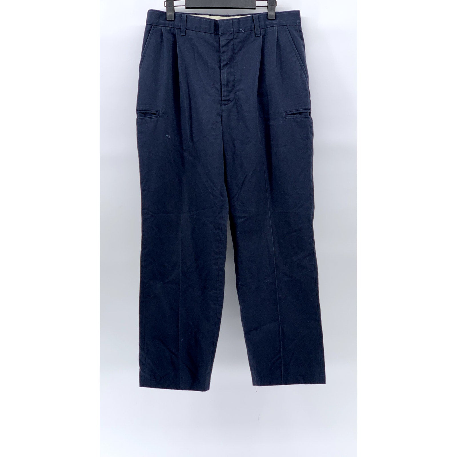 RIVERSIDE Men's Navy Blue Solid Budweiser Straight-Leg Work Chino Pant SZ 32