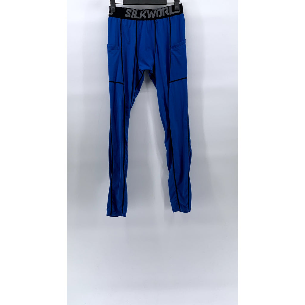 SILKWORLD Pro Men’s Blue-Black Elasticized Waist Compression Pants SZ M