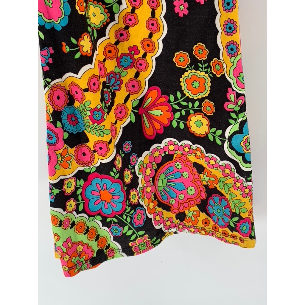 LEG AVENUE Women’s Black-Multicolor Paisley Retro Flare Pants SZ M/L