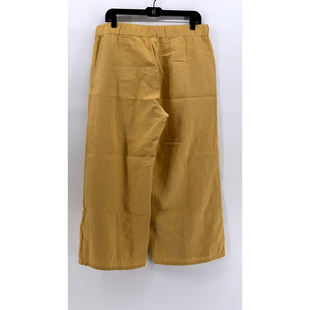 J. JILL Women's Tan Love Linen Wide-Leg Cropped Pants SZ M