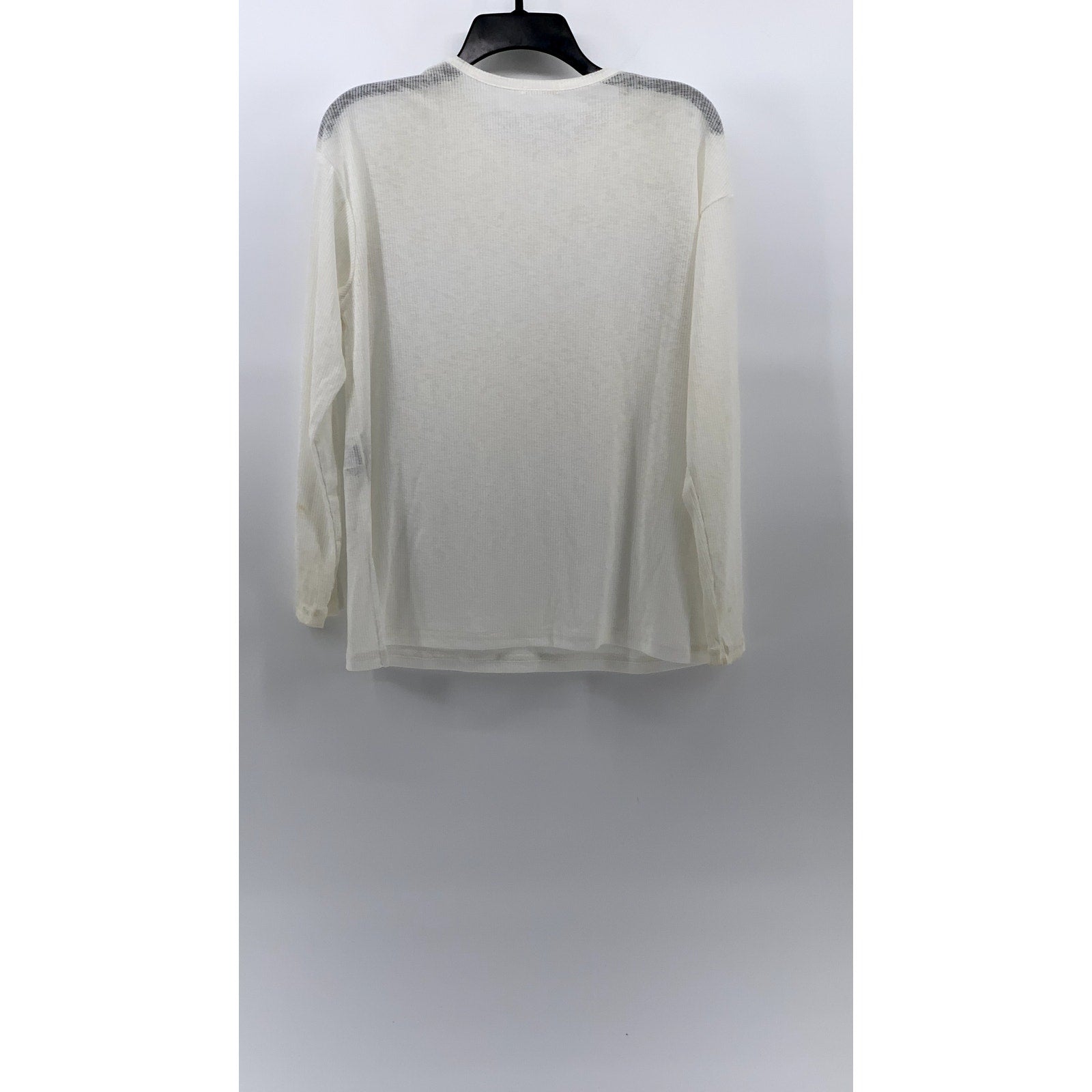 GU Women's Off-White Crewneck Lightweight Textured Oversized Long Sleeve Top SZS