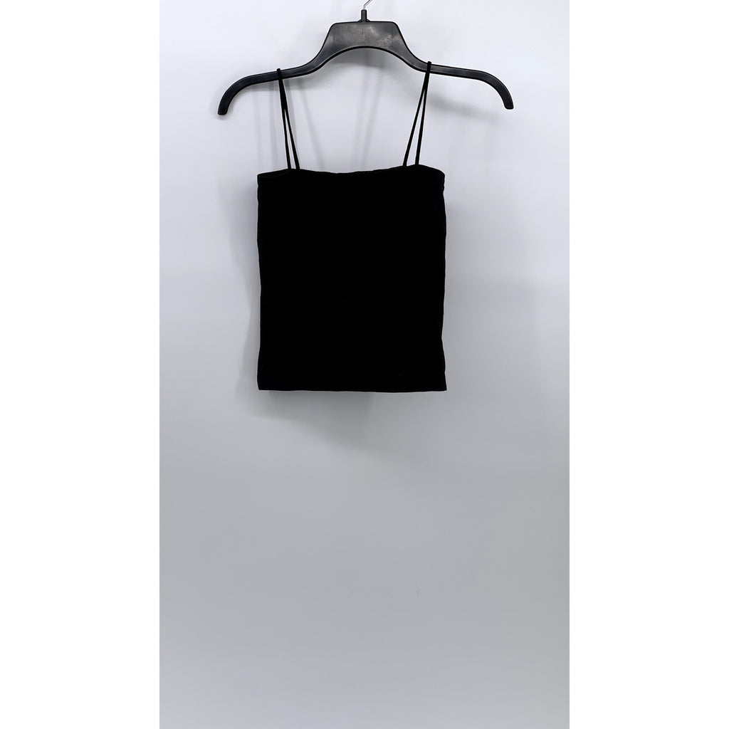 UNBRANDED Women's Black Straight-Neck Padded Spaghetti Strap Cami Top SZ S