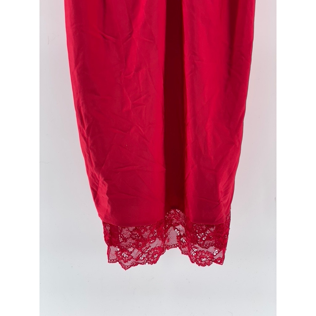 LAUMA LINGERIE Women's Red Lace-Trim V-Neck Cutout-Back Mini Night Dress SZ M