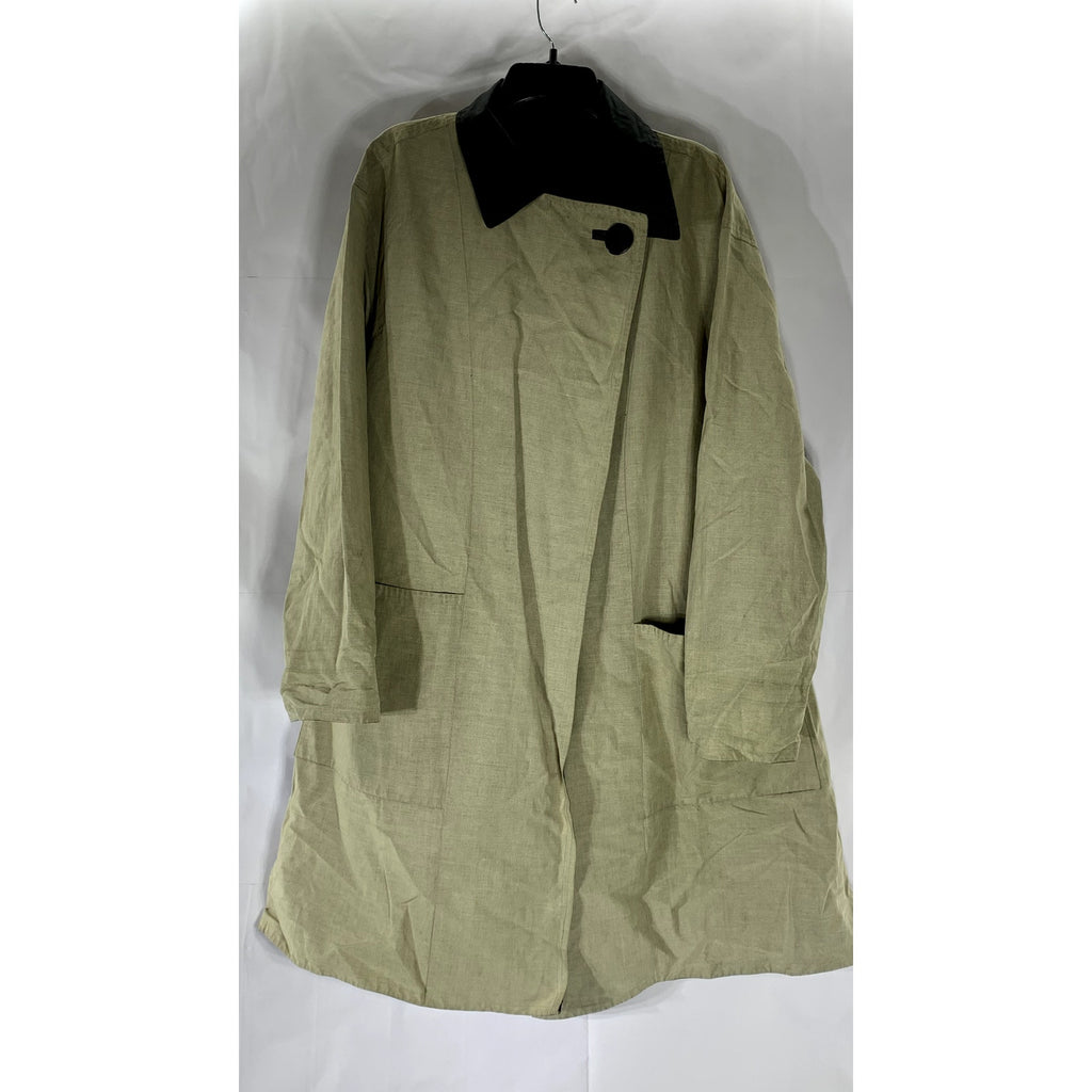 DANA BUCHMAN Women's Vintage Tan-Black Linen-Blend Asymmetrical Coat SZ 8