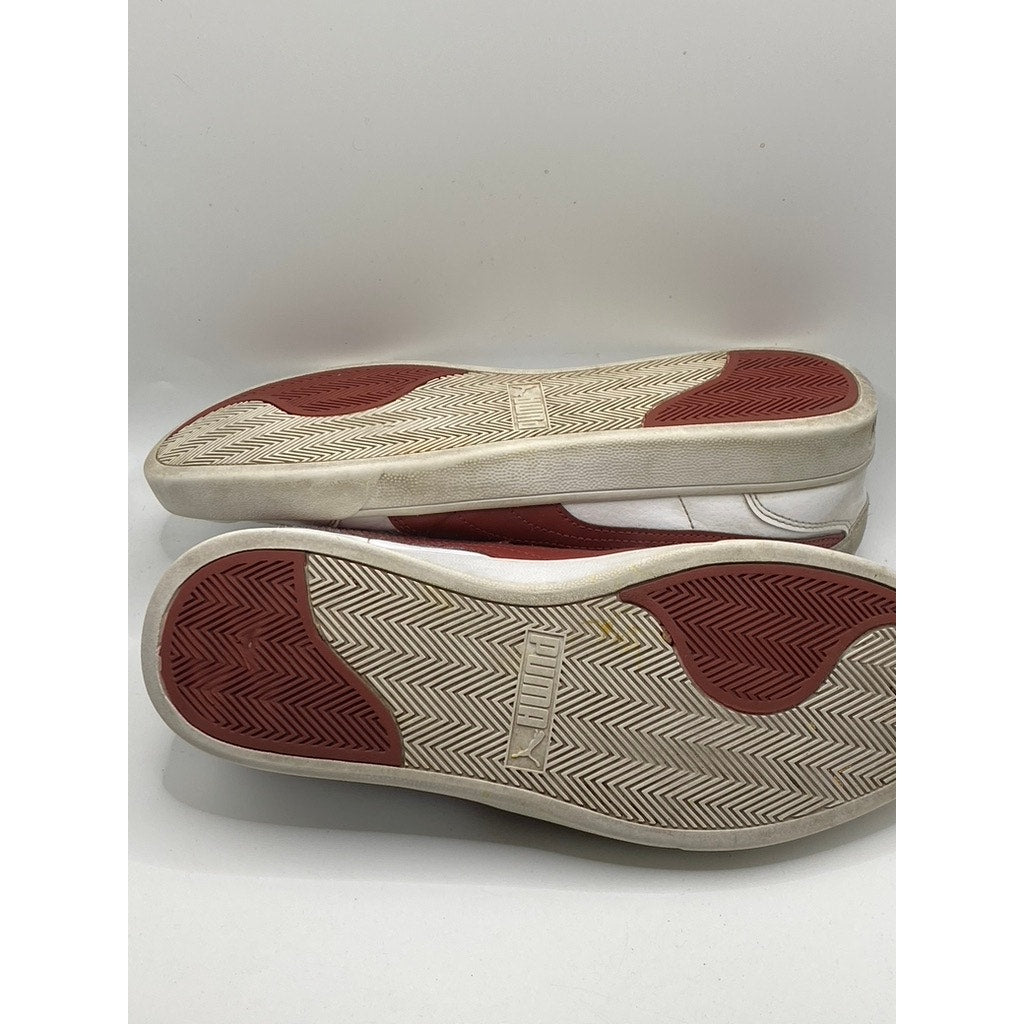 PUMA Men's White-Burgundy Shuffle Lace-Up Casual Sneakers SZ 10.5