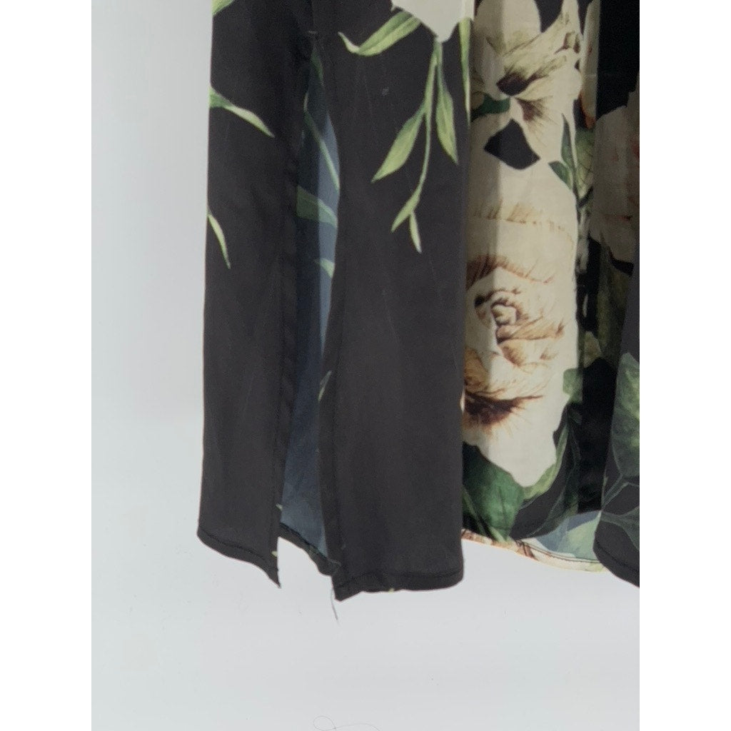 TWO ARROWS Women's Black Floral Print Slip Midi Dress SZ XS