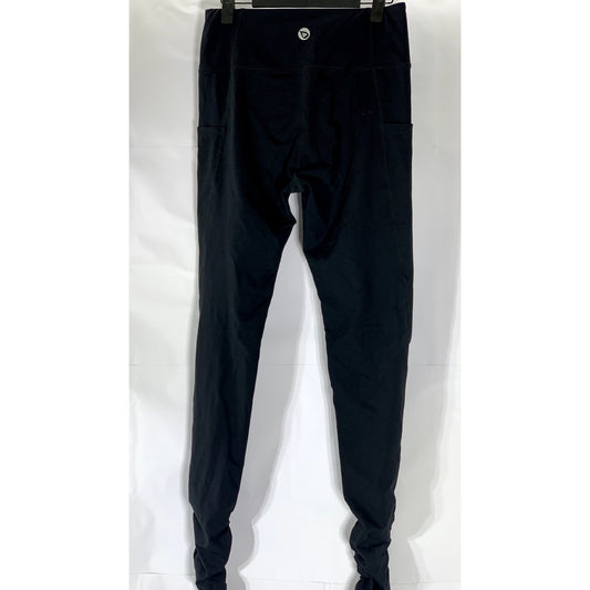 BALEAF Women's Black Scrunched Leg Tummy-Control High-Rise Ankle Leggings SZ M