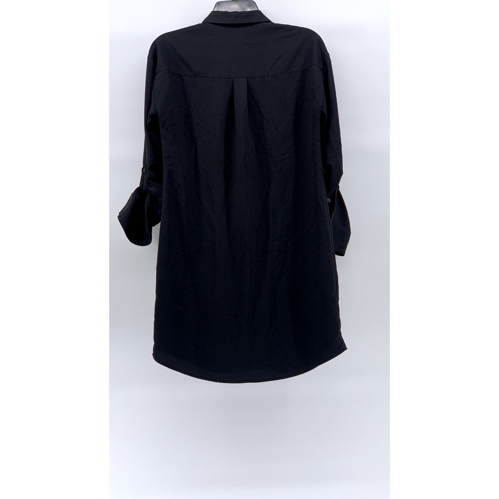 EXPRESS Women's Black Button-Up Long Roll Sleeve Mini Dress SZ XS
