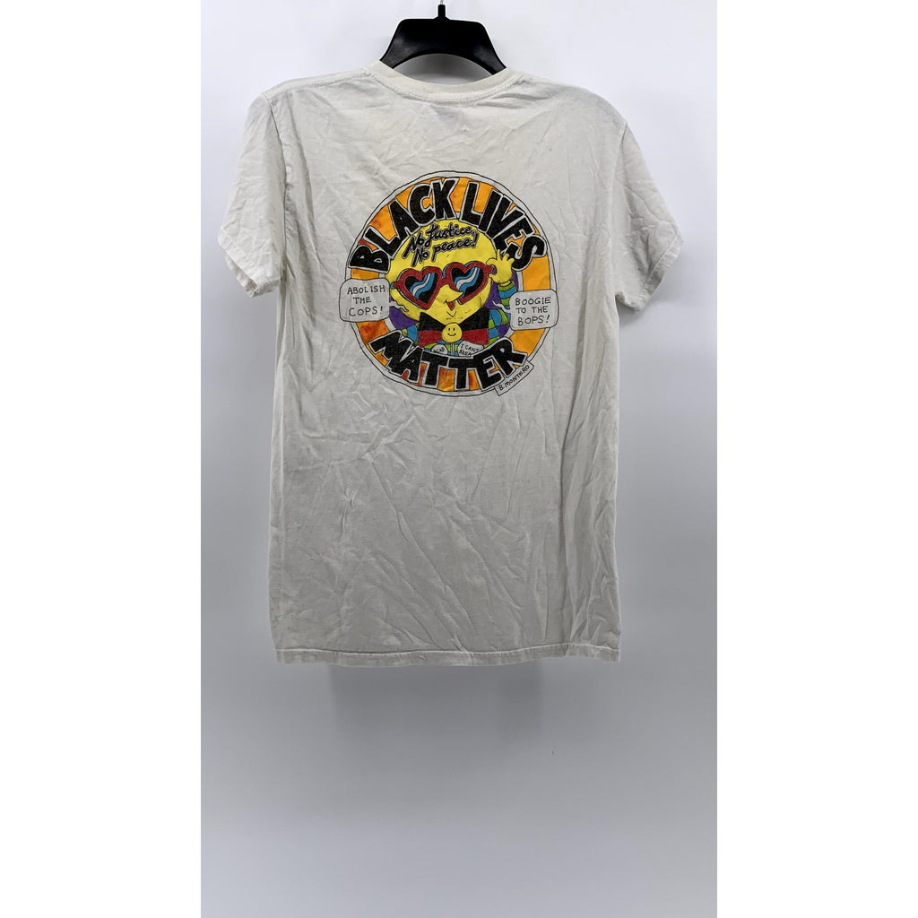 GILDAN Men's White Graphic BLM Crewneck Short Sleeve T-Shirt SZ S