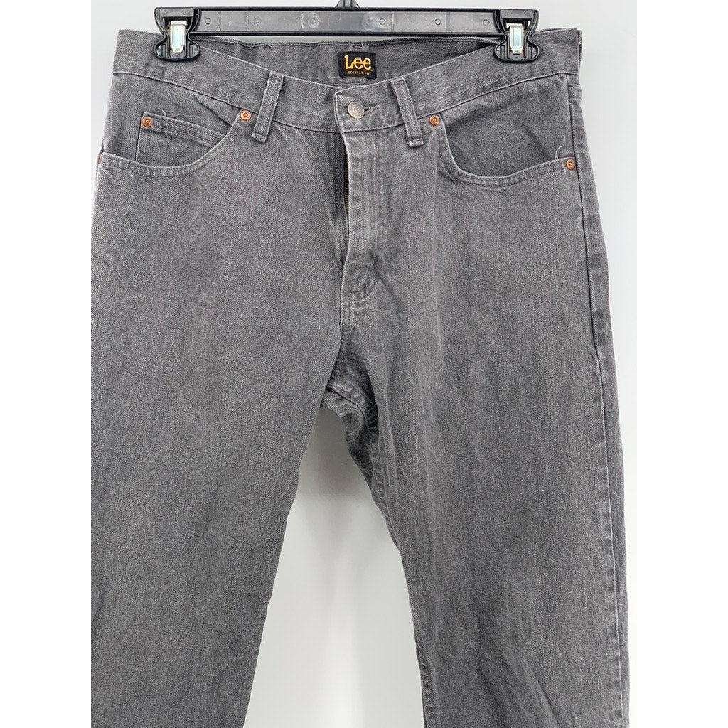 LEE Men’s Gray Denim Regular-Fit Straight-Leg Jeans SZ 34x32