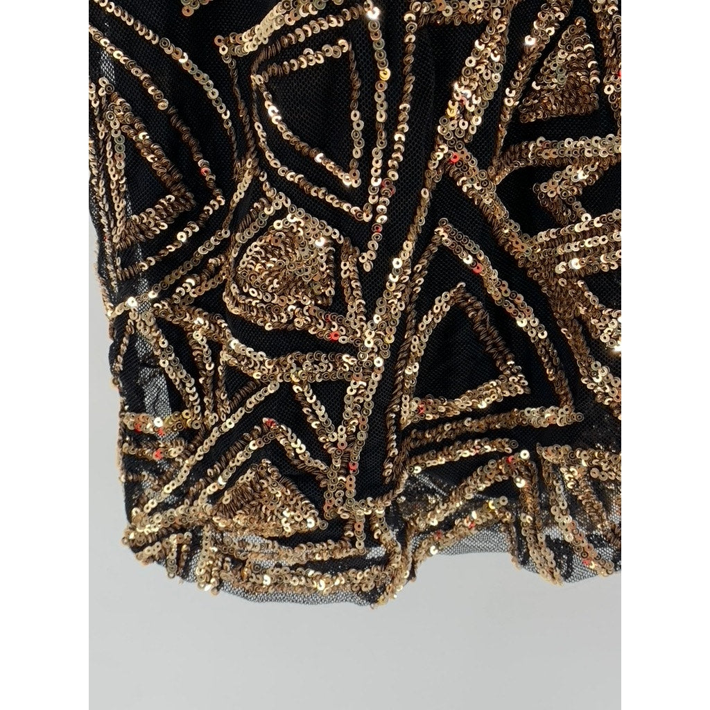 FOREVER 21 Women's Plus Black-Gold Sequin V-Neck Dress SZ 3X