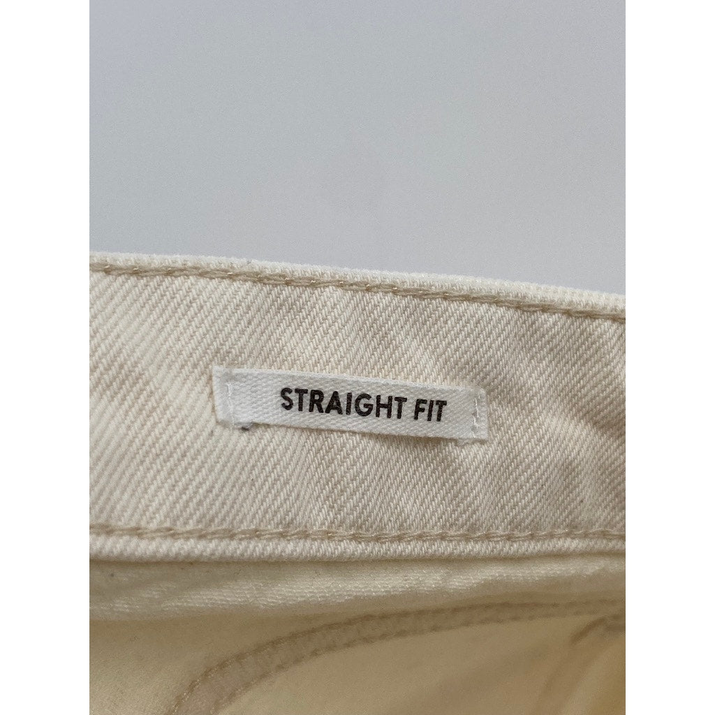 MNG Women's Beige Denim Five-Pocket Straight-Fit Medium-Rise Jeans SZ 34