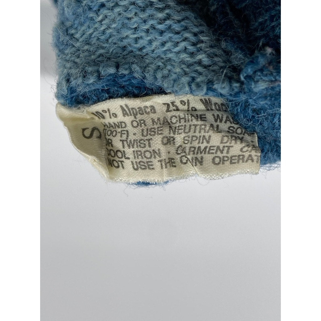 UNBRANDED Men's Blue Zig-Zag Crewneck Knit Wool-Blend Pullover Sweater SZ S