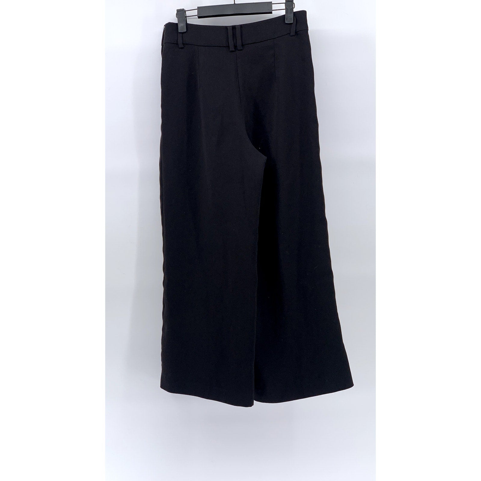 H&M Women's Black Solid Wide-Leg Relaxed-Fit Side-Zipper Dress Pants SZ 6