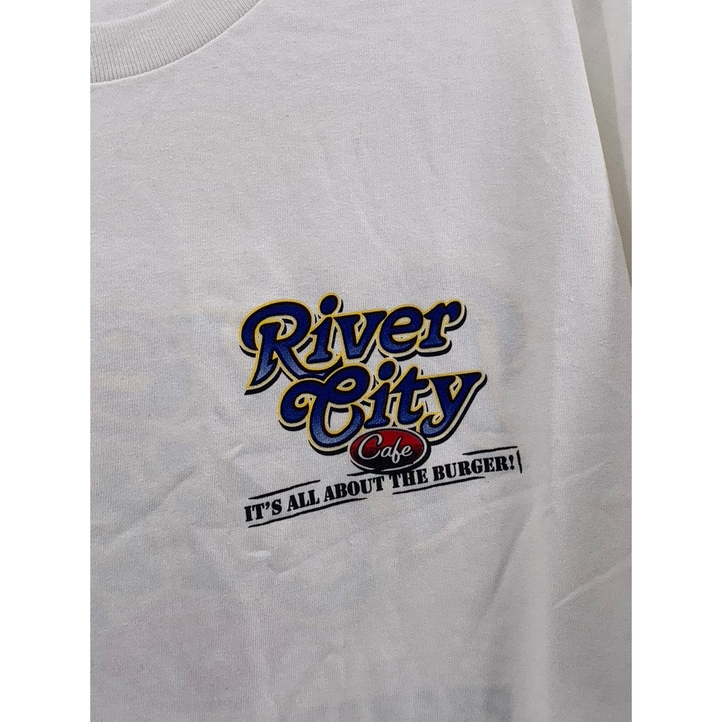 GILDAN Men's White Graphic Crewneck Short Sleeve T-Shirt SZ XL