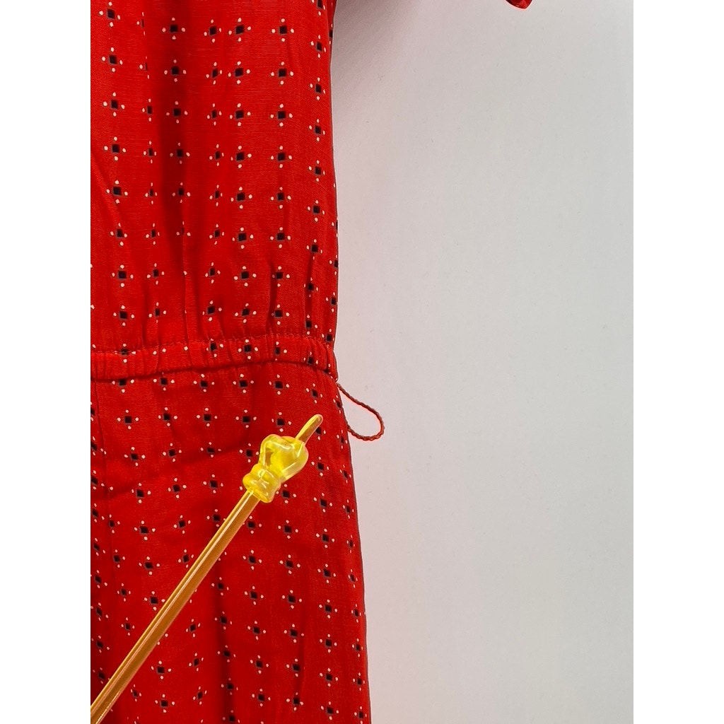 LIZ CLAIBORNE Women's Red Printed Short Sleeve Button-Up Midi Shirt Dress SZ 4