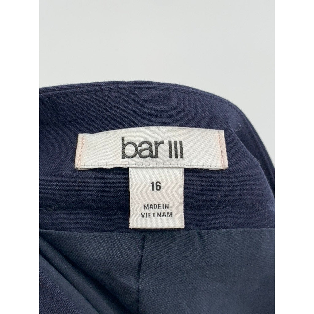 BAR III Women's Navy Gold-Tone Button Pants SZ 16