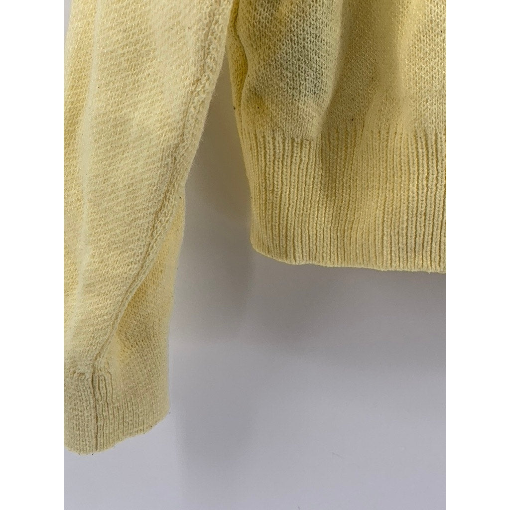 DIVIDED By H&M Women's Yellow Knit Mock-Neck NYC Patch Logo Sweater SZ XS