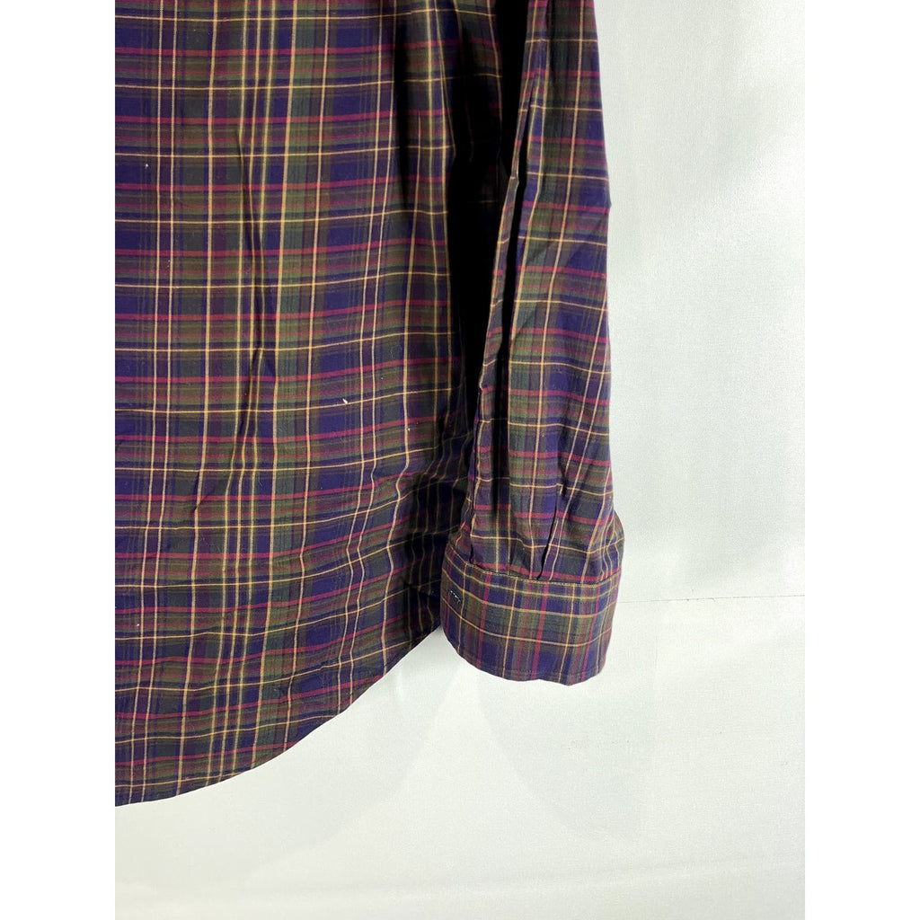 RALPH LAUREN Men's Purple/Green Plaid Button-Up Long Sleeve Shirt SZ M