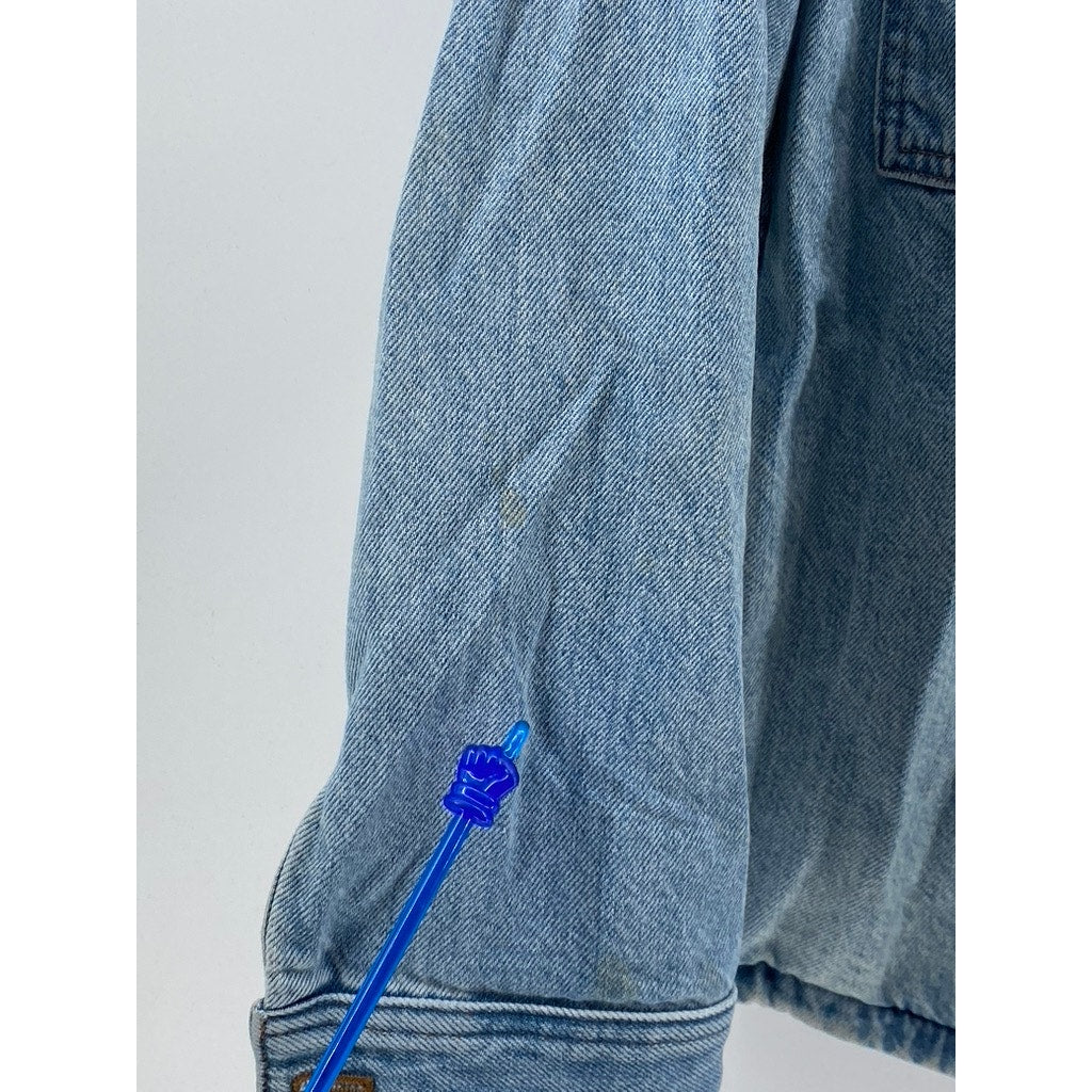 MADEWELL Men’s Highbury Wash Blue Denim Relaxed-Fit Button-Up Shirt Jacket SZ S