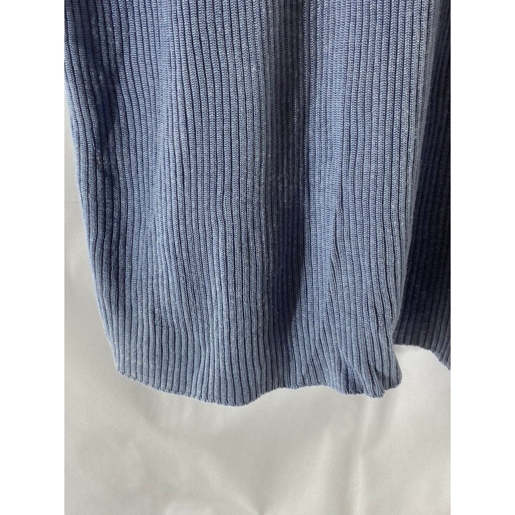 NORTON MCNAUGHTON Women’s Blue Rib Knit Crewneck Short Sleeve Top SZ L