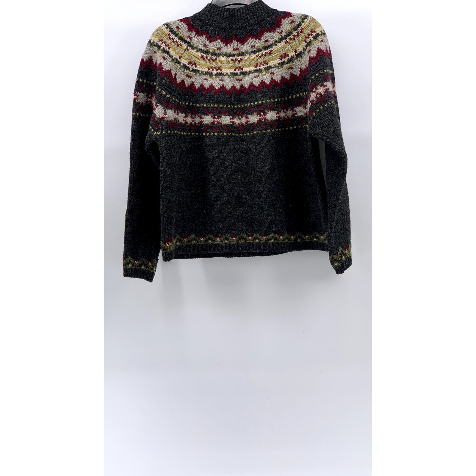 AMERICAN EAGLE OUTFITTERS Women's Vintage Charcoal Wool Fair Isle Sweater SZ L