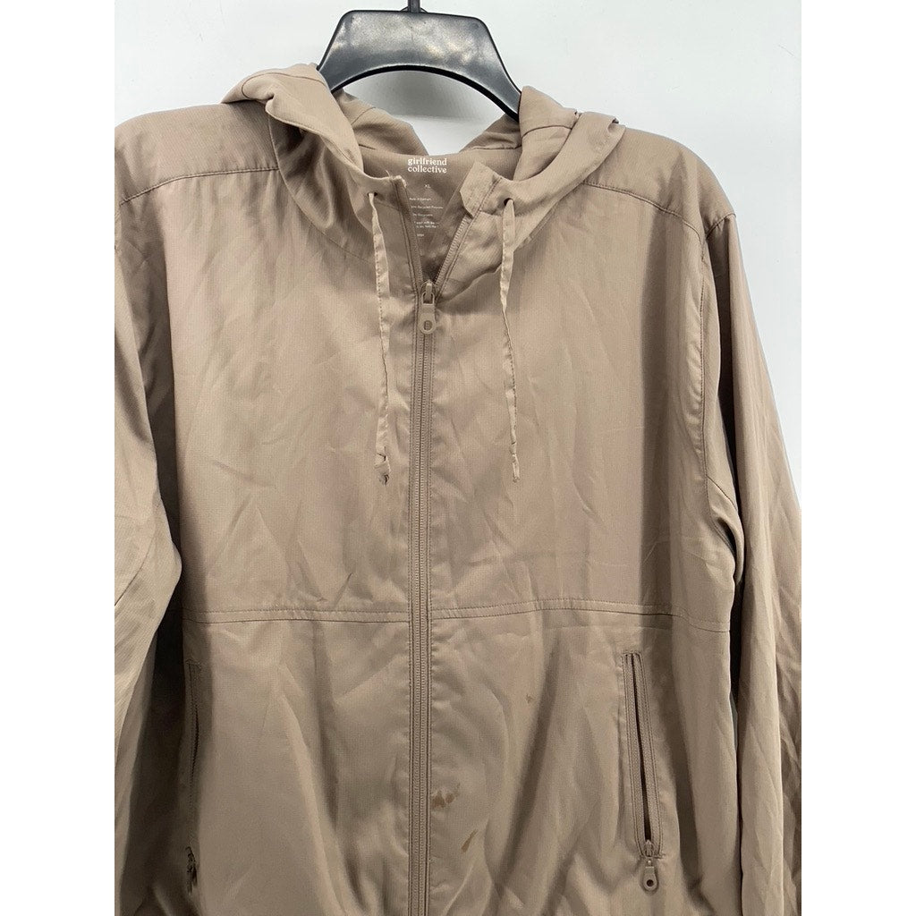 GIRLFRIEND COLLECTIVE Women’s Tan Hooded Zip-Up Jacket SZ XL
