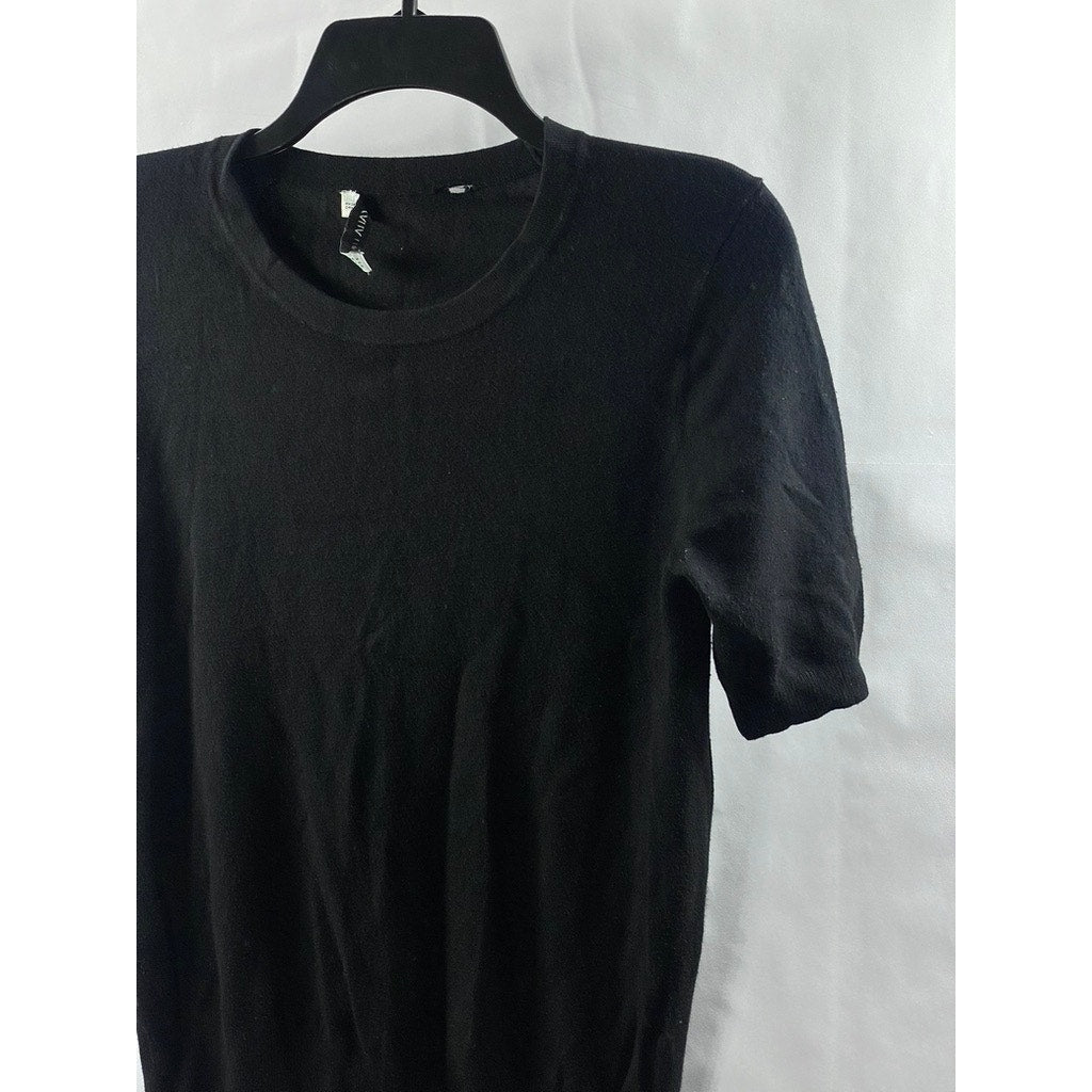 ZARA KNIT Women's Black Crewneck Short Sleeve Top SZ M