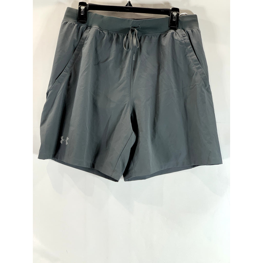 UNDER ARMOUR Men's Gray Speedpocket Fitted Elastic Drawstring Pull-On Short SZ L