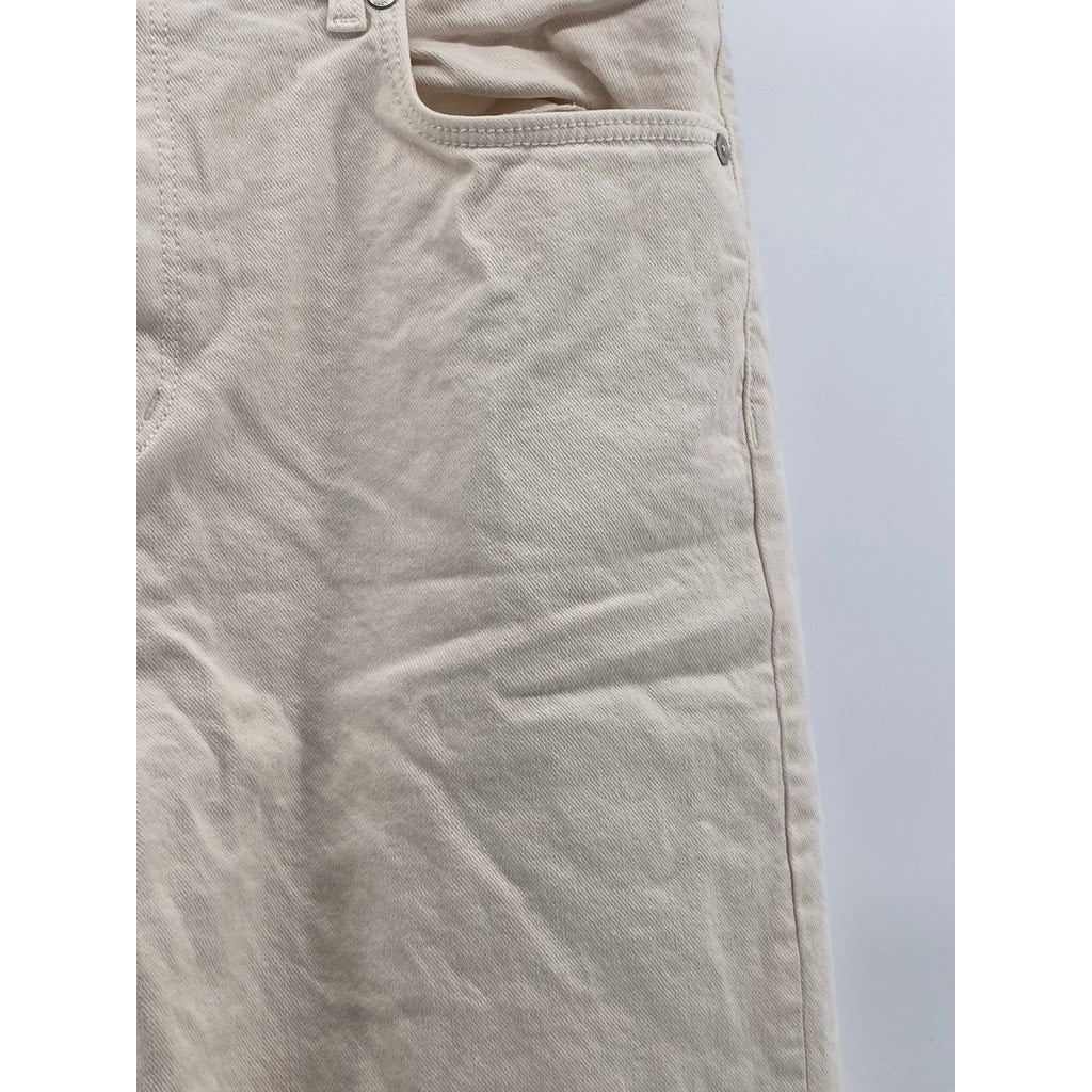 LOFT Women's Off-White Denim The Straight Cropped Jeans SZ 12/31