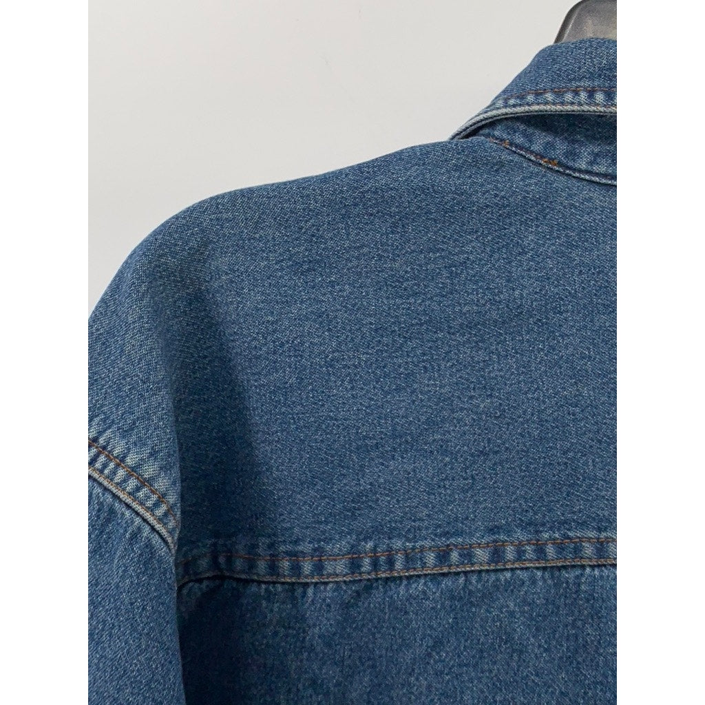 DISNEY Women's Vintage Blue Denim Embroidered Pooh & Friends Shirt Jacket SZ L