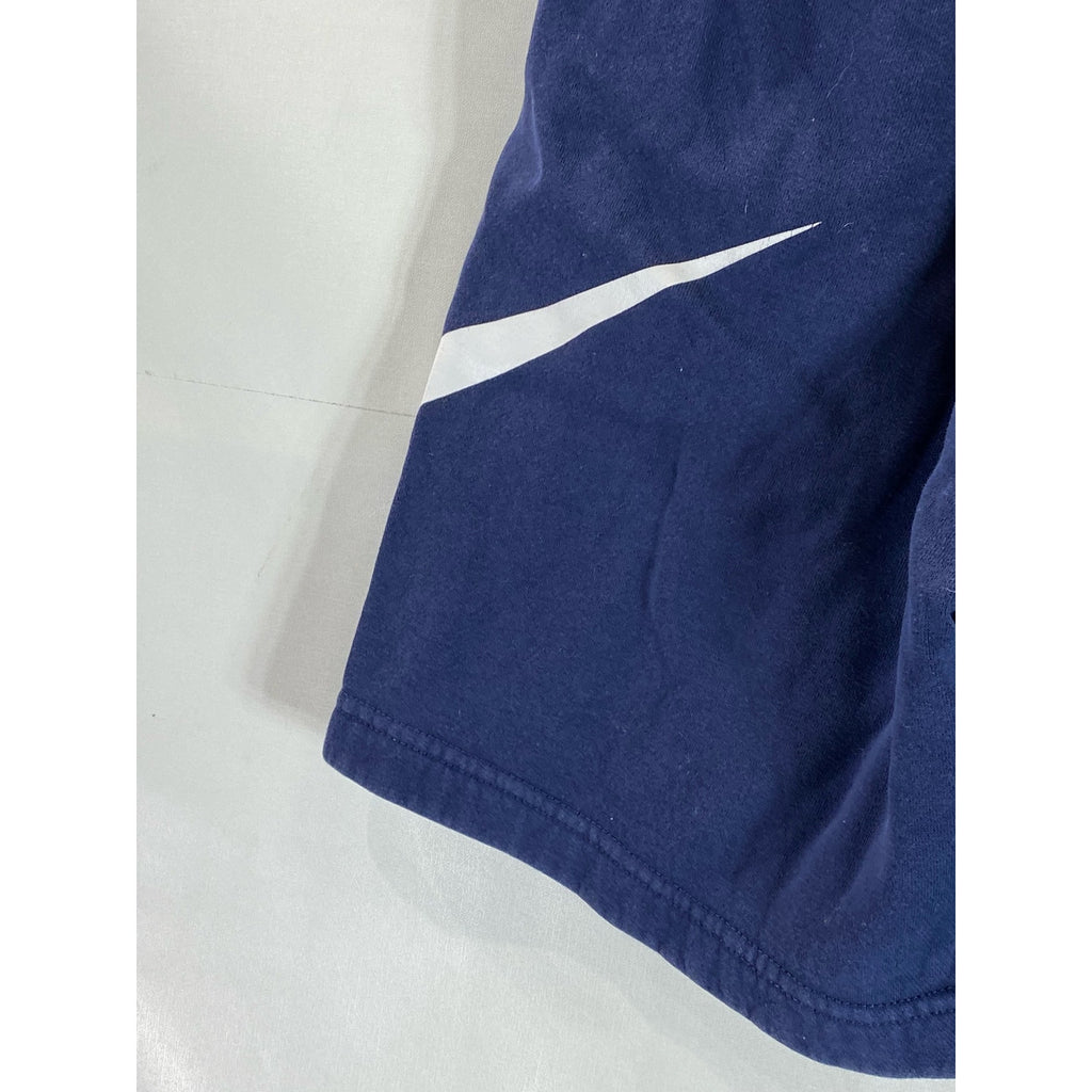 NIKE Men's Navy/White Large Swoosh Logo Pull-On Sweat Shorts SZ S