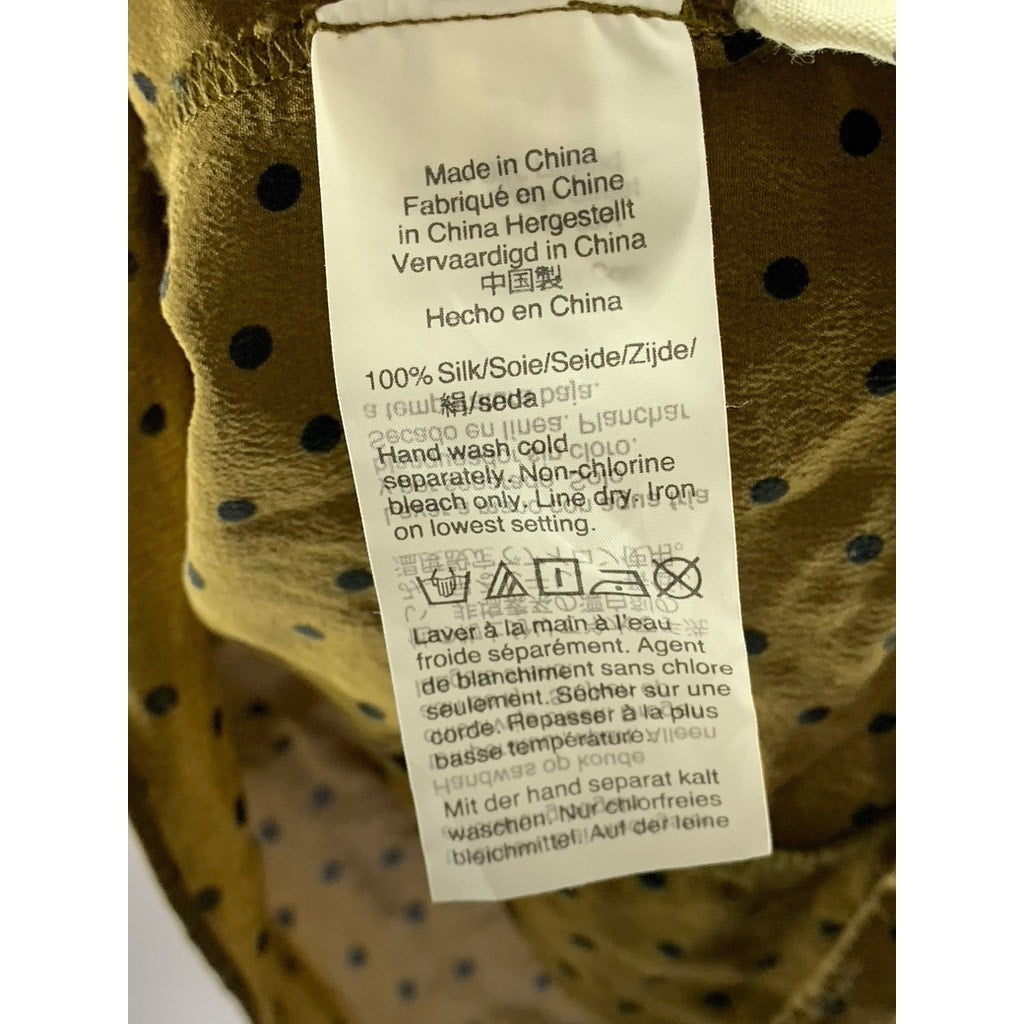 MADEWELL Women's Dark Green Polka Dot Silk Carmelina Flutter-Sleeve Top SZ 0