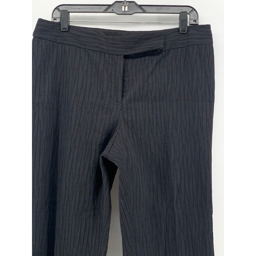 FOLIO NEW YORK Women's Black Textured Wide-Leg Pants SZ 12